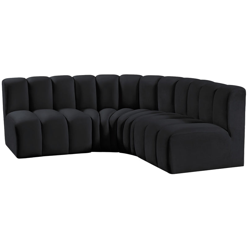 Meridian Arc Black Velvet 4 pc Modular Sectional IMAGE 6