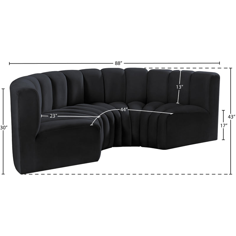 Meridian Arc Black Velvet 4 pc Modular Sectional IMAGE 10