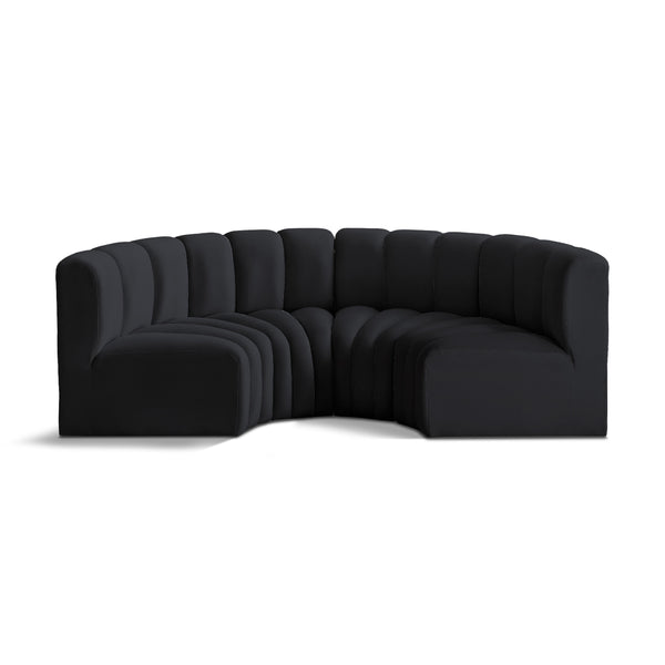 Meridian Arc Black Velvet 4 pc Modular Sectional IMAGE 1