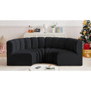 Meridian Arc Black Velvet 4 pc Modular Sectional IMAGE 2