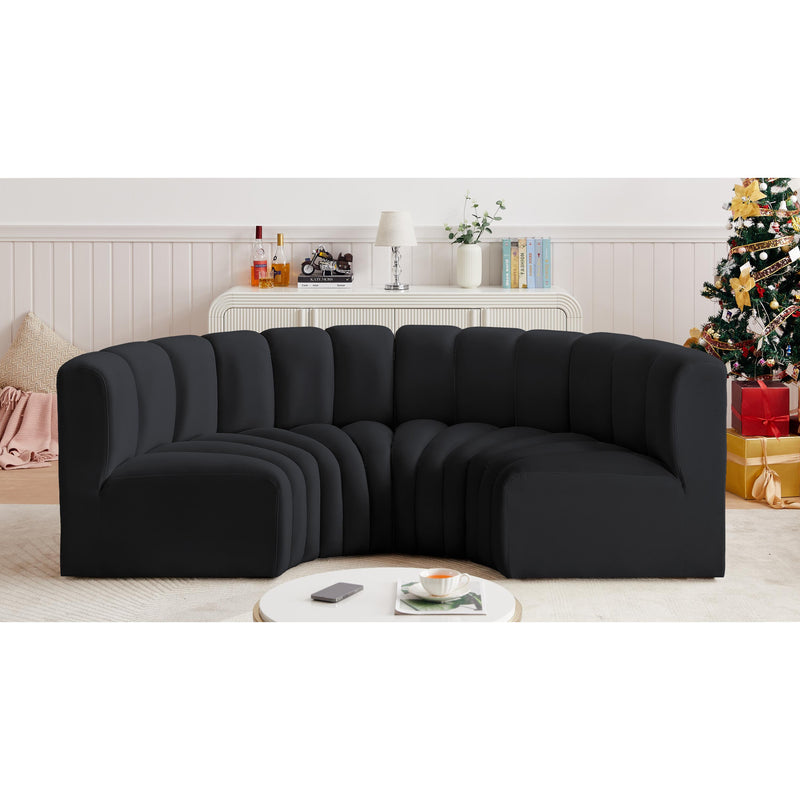 Meridian Arc Black Velvet 4 pc Modular Sectional IMAGE 2