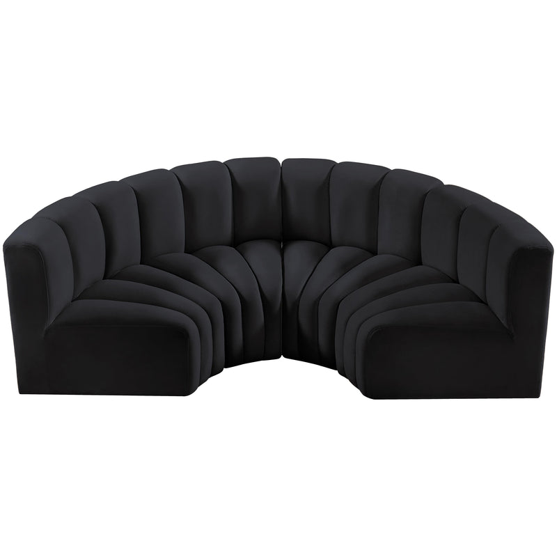 Meridian Arc Black Velvet 4 pc Modular Sectional IMAGE 4