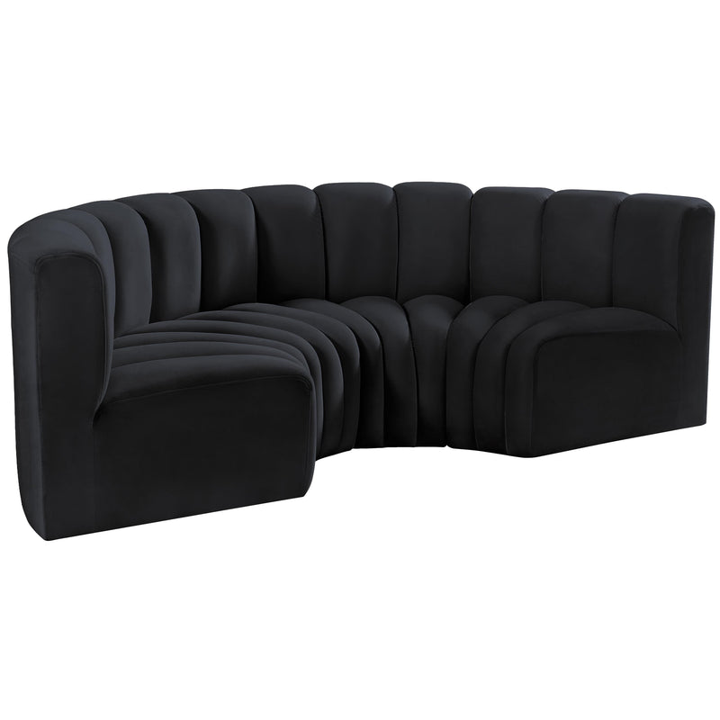Meridian Arc Black Velvet 4 pc Modular Sectional IMAGE 5