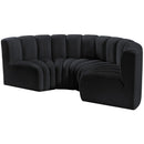 Meridian Arc Black Velvet 4 pc Modular Sectional IMAGE 6
