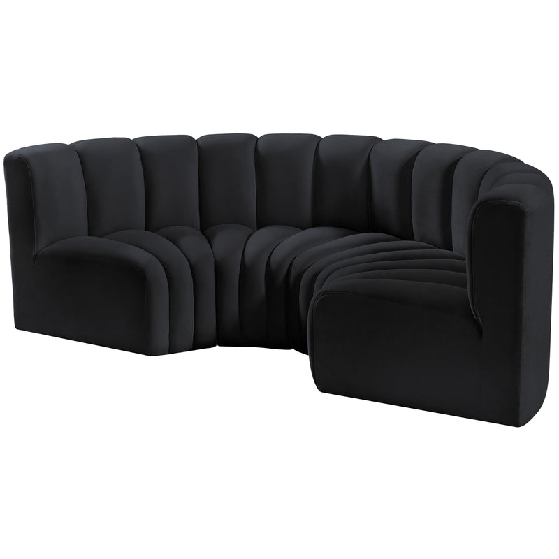 Meridian Arc Black Velvet 4 pc Modular Sectional IMAGE 6
