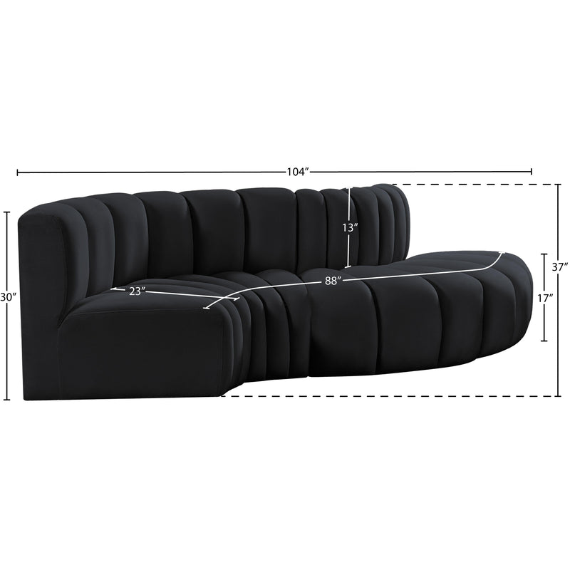 Meridian Arc Black Velvet 4 pc Modular Sectional IMAGE 10