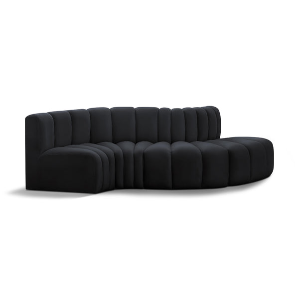 Meridian Arc Black Velvet 4 pc Modular Sectional IMAGE 1