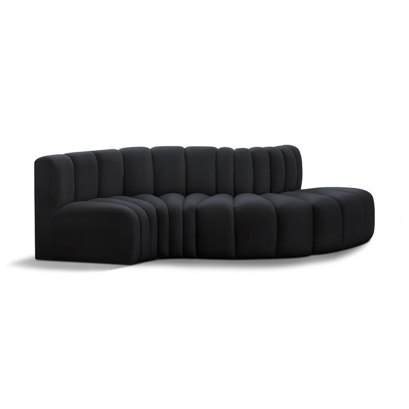 Meridian Arc Black Velvet 4 pc Modular Sectional IMAGE 1