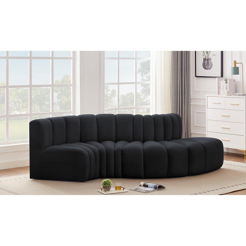 Meridian Arc Black Velvet 4 pc Modular Sectional IMAGE 2