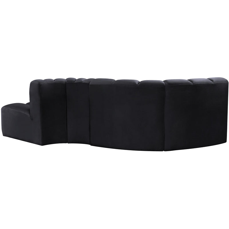 Meridian Arc Black Velvet 4 pc Modular Sectional IMAGE 3