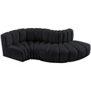 Meridian Arc Black Velvet 4 pc Modular Sectional IMAGE 4