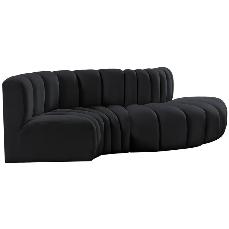 Meridian Arc Black Velvet 4 pc Modular Sectional IMAGE 5