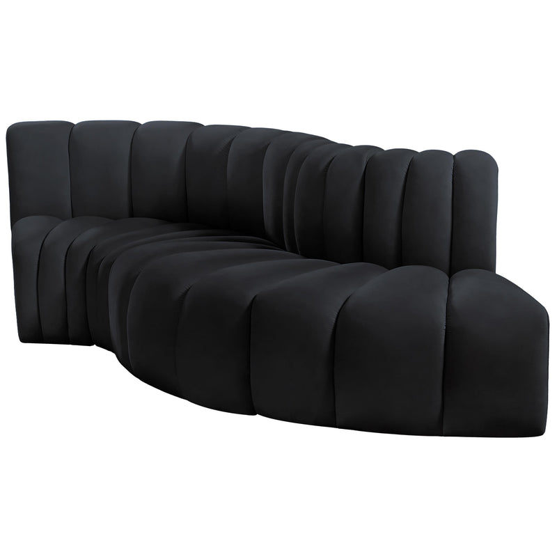 Meridian Arc Black Velvet 4 pc Modular Sectional IMAGE 6