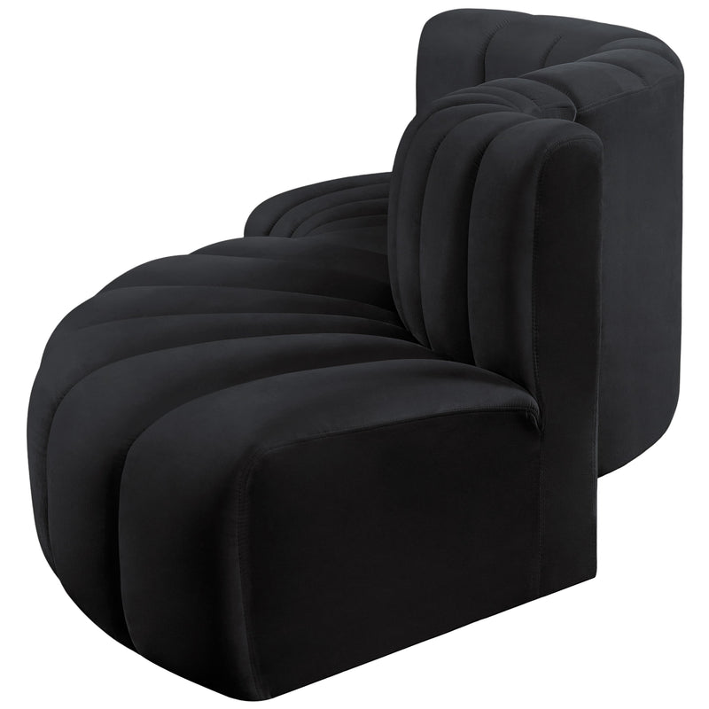Meridian Arc Black Velvet 4 pc Modular Sectional IMAGE 8