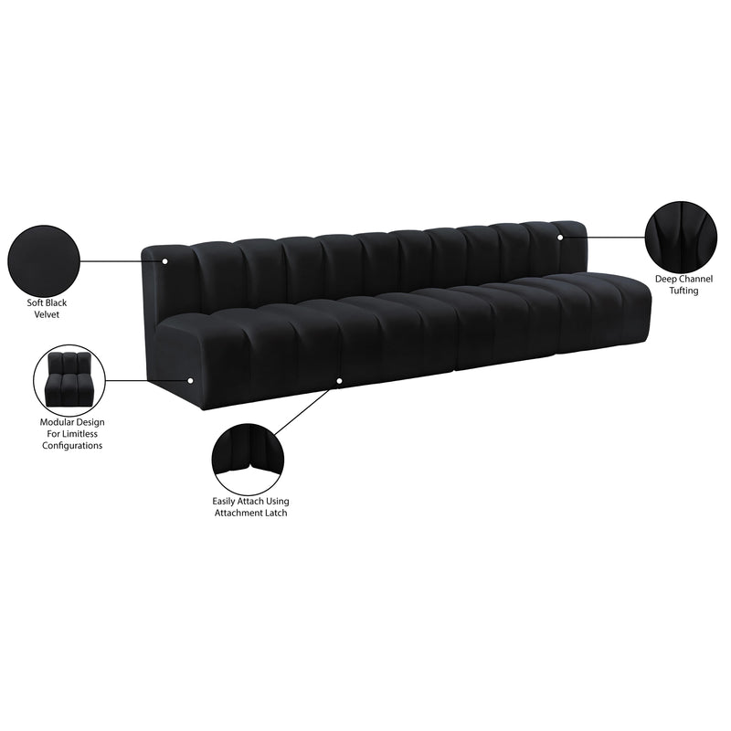 Meridian Arc Black Velvet 4 pc Modular Sectional IMAGE 10