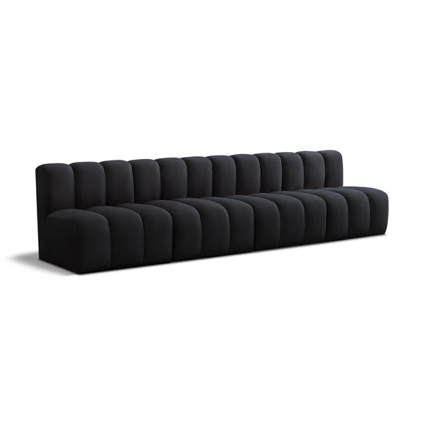 Meridian Arc Black Velvet 4 pc Modular Sectional IMAGE 1