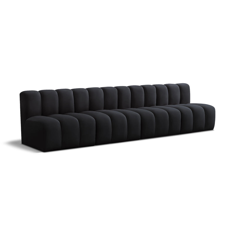 Meridian Arc Black Velvet 4 pc Modular Sectional IMAGE 1
