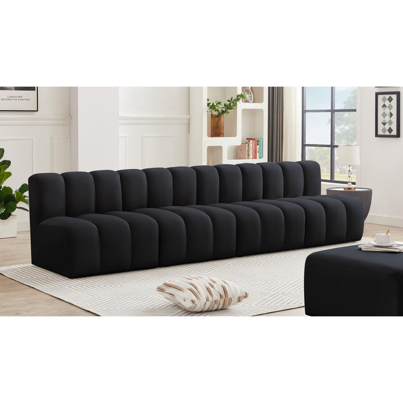 Meridian Arc Black Velvet 4 pc Modular Sectional IMAGE 2