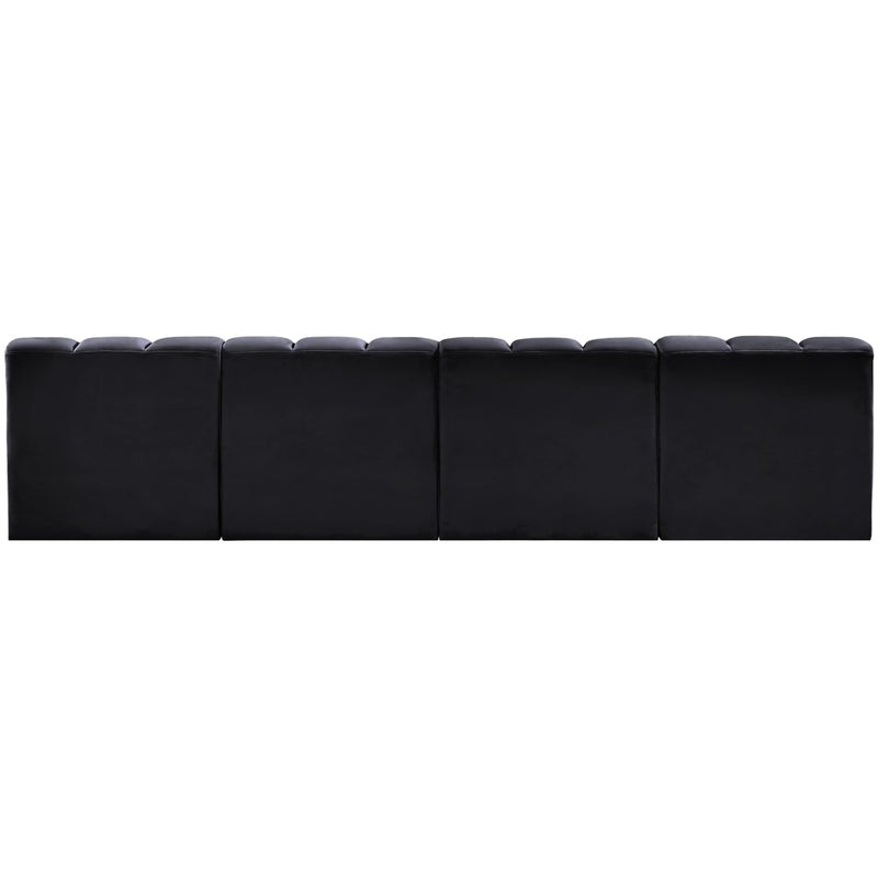 Meridian Arc Black Velvet 4 pc Modular Sectional IMAGE 3