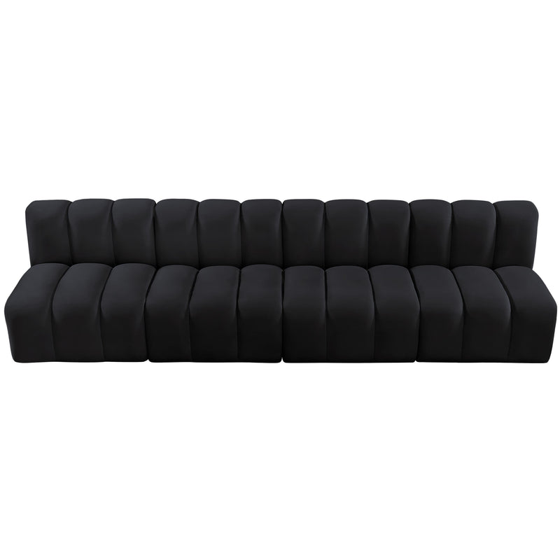 Meridian Arc Black Velvet 4 pc Modular Sectional IMAGE 4