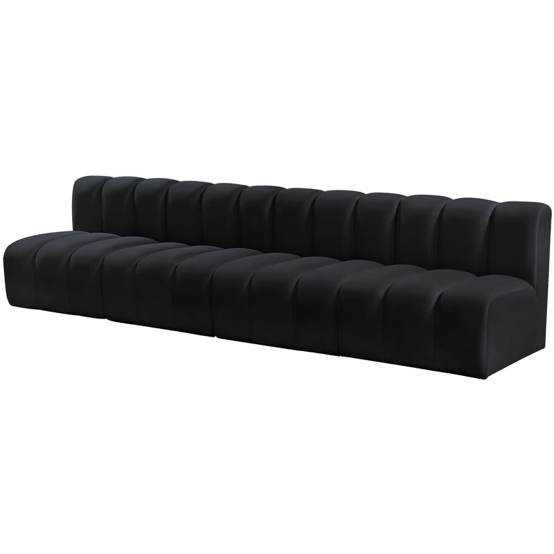 Meridian Arc Black Velvet 4 pc Modular Sectional IMAGE 6