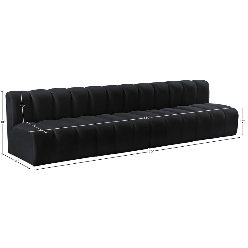Meridian Arc Black Velvet 4 pc Modular Sectional IMAGE 9