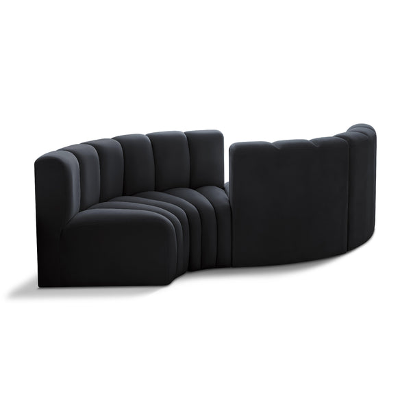 Meridian Arc Black Velvet 4 pc Modular Sectional IMAGE 1