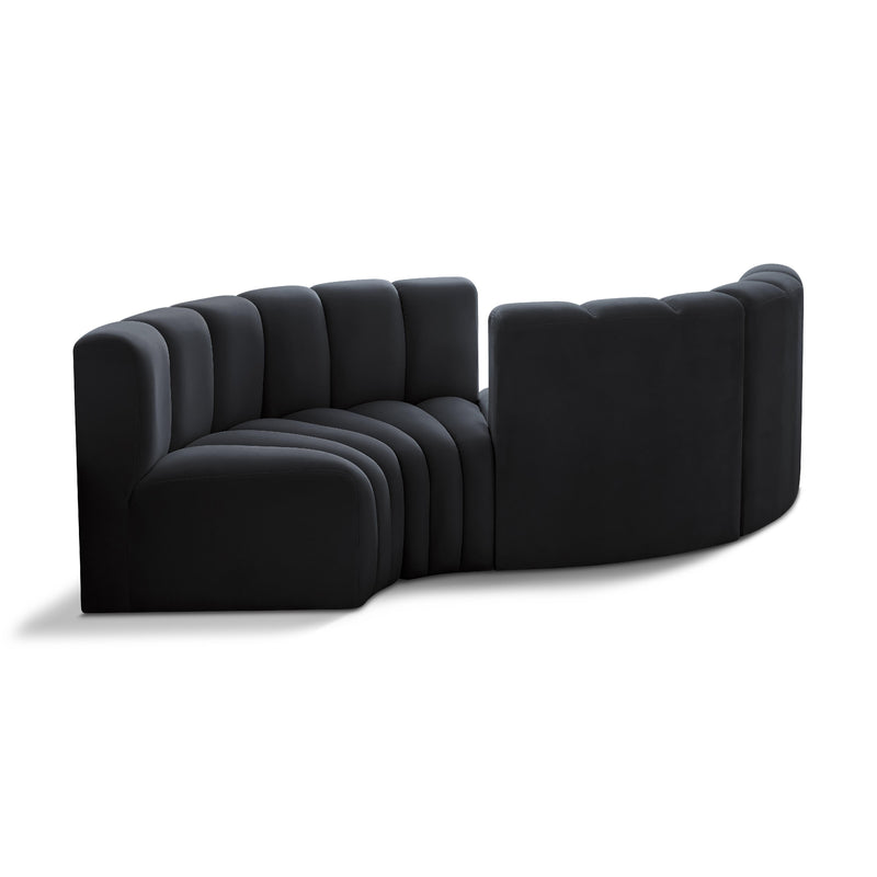 Meridian Arc Black Velvet 4 pc Modular Sectional IMAGE 1