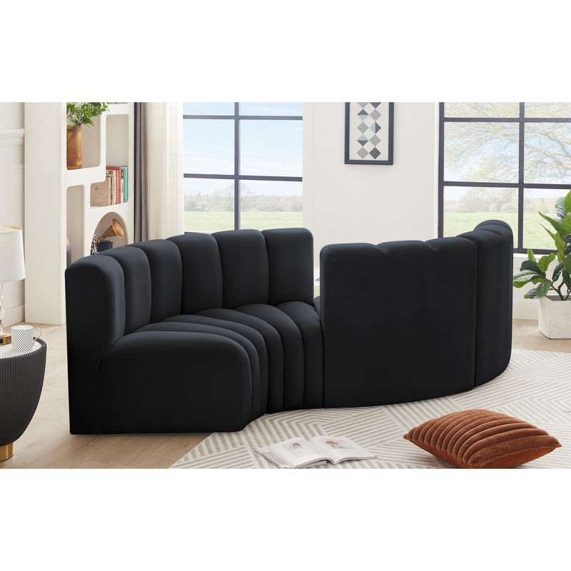 Meridian Arc Black Velvet 4 pc Modular Sectional IMAGE 2