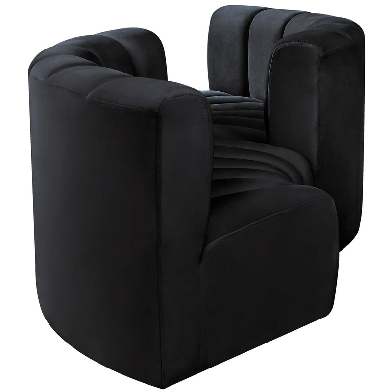 Meridian Arc Black Velvet 4 pc Modular Sectional IMAGE 5