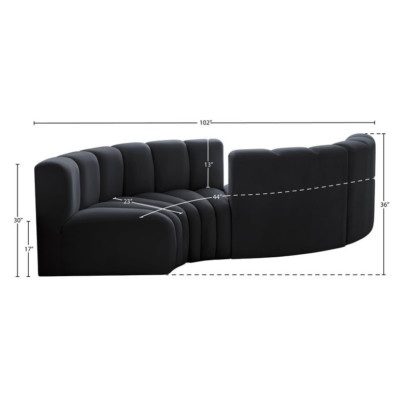 Meridian Arc Black Velvet 4 pc Modular Sectional IMAGE 7
