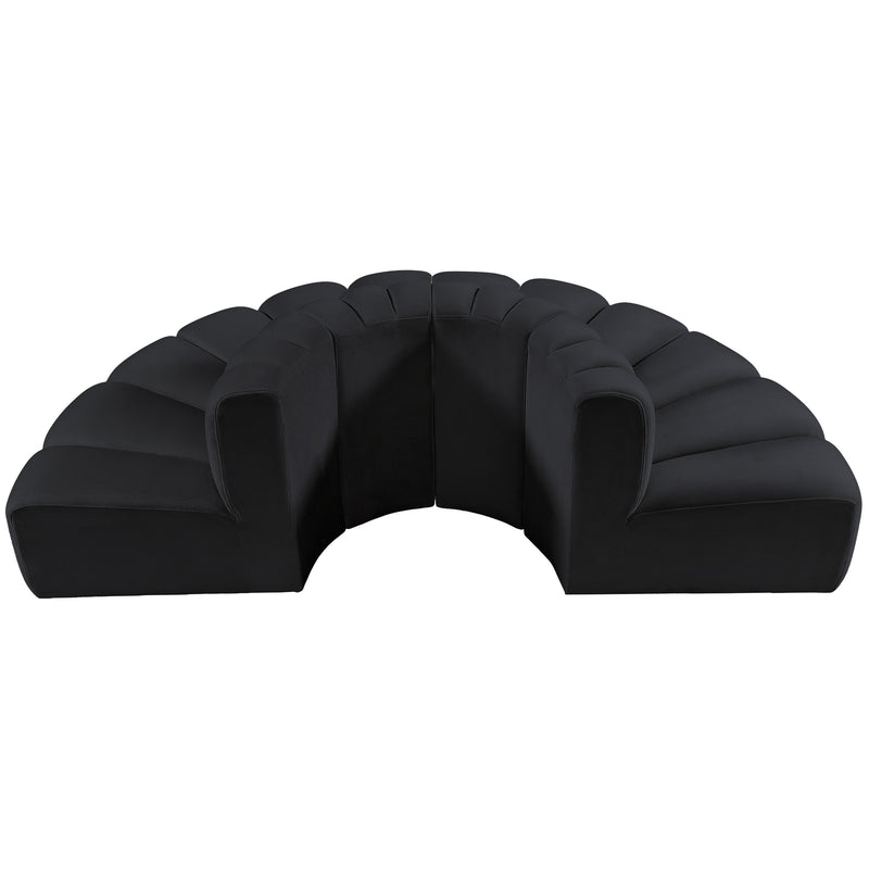 Meridian Arc Black Velvet 4 pc Modular Sectional IMAGE 3