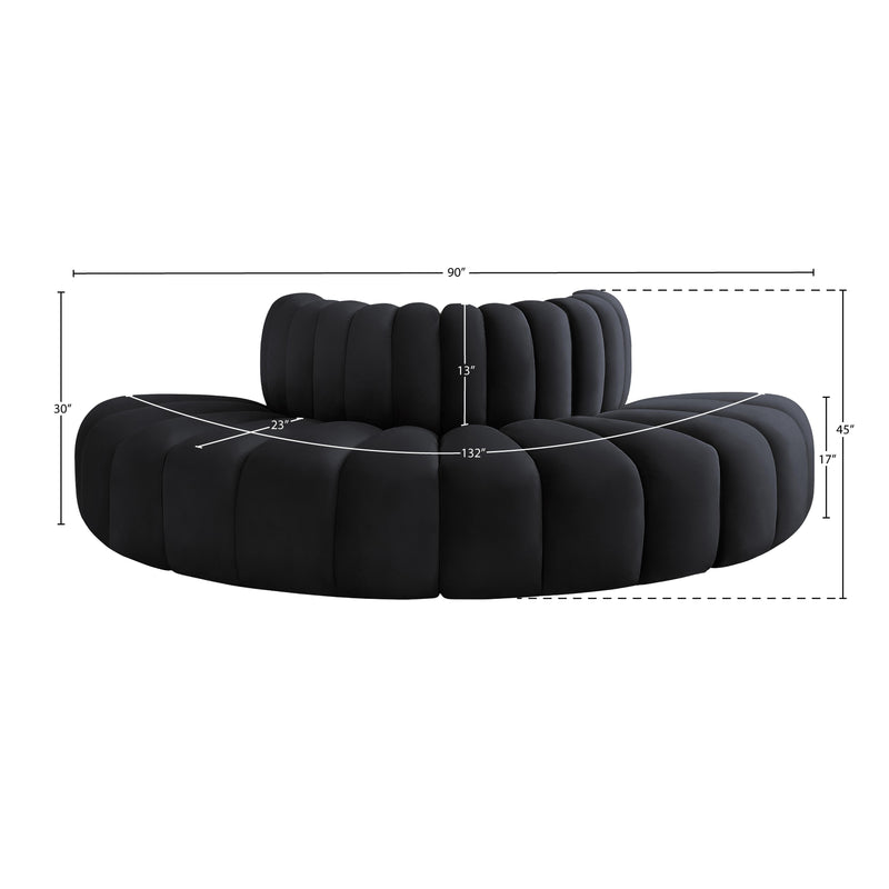 Meridian Arc Black Velvet 4 pc Modular Sectional IMAGE 8