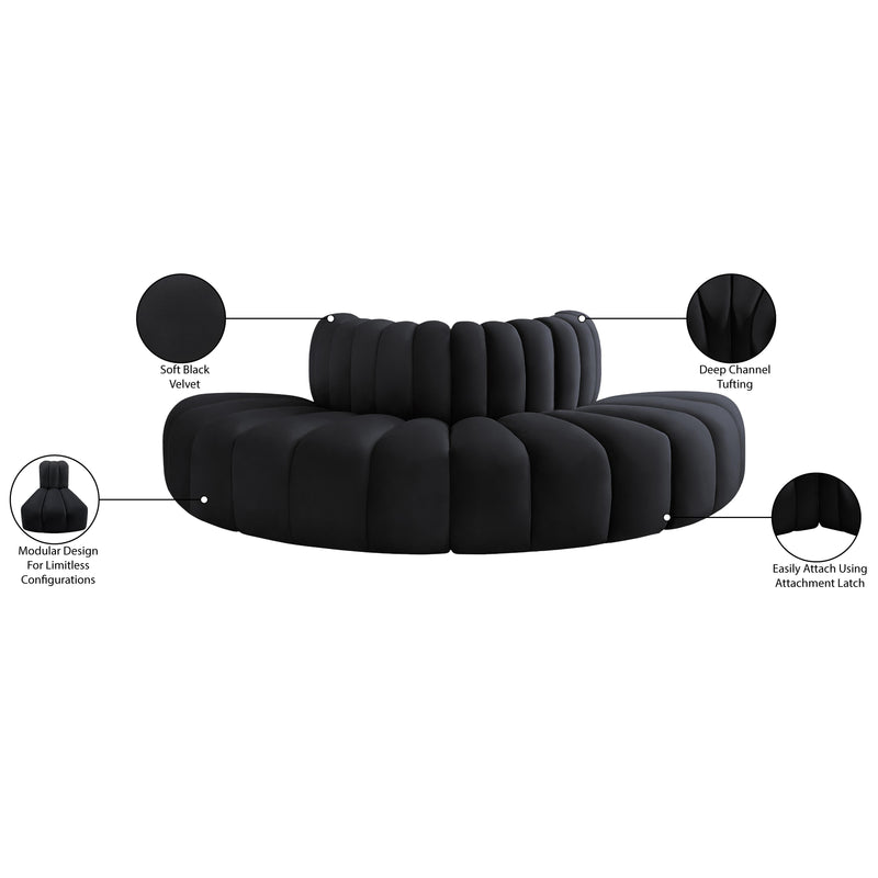 Meridian Arc Black Velvet 4 pc Modular Sectional IMAGE 9