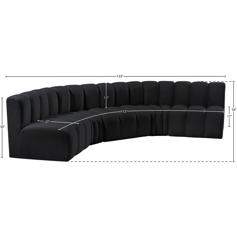 Meridian Arc Black Velvet 5 pc Modular Sectional IMAGE 14