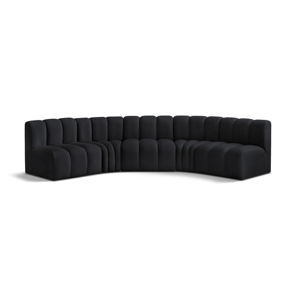 Meridian Arc Black Velvet 5 pc Modular Sectional IMAGE 1