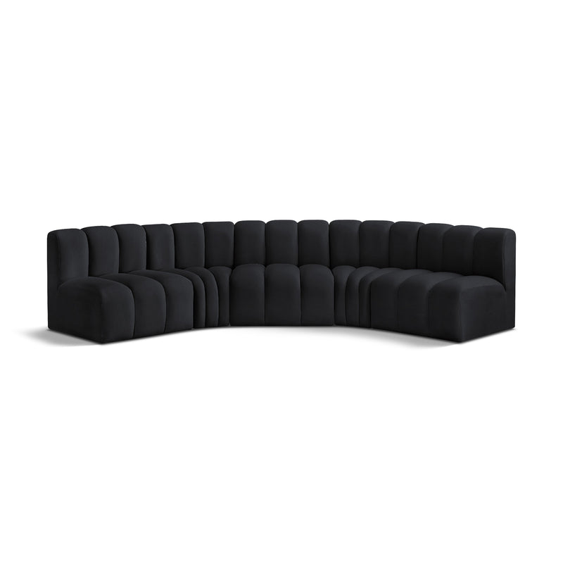 Meridian Arc Black Velvet 5 pc Modular Sectional IMAGE 1