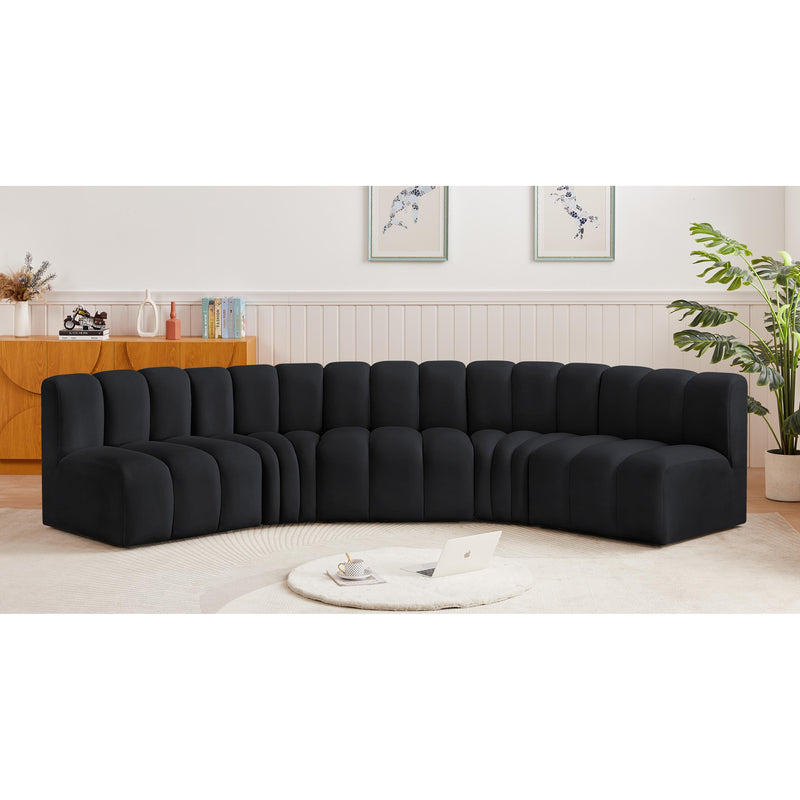 Meridian Arc Black Velvet 5 pc Modular Sectional IMAGE 2
