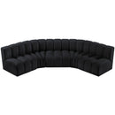 Meridian Arc Black Velvet 5 pc Modular Sectional IMAGE 4