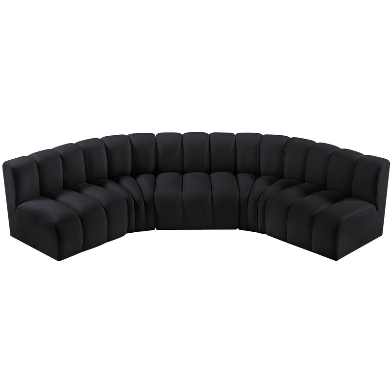 Meridian Arc Black Velvet 5 pc Modular Sectional IMAGE 4