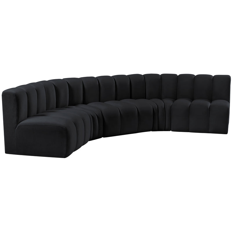 Meridian Arc Black Velvet 5 pc Modular Sectional IMAGE 5