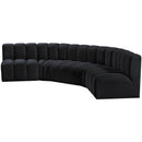 Meridian Arc Black Velvet 5 pc Modular Sectional IMAGE 6