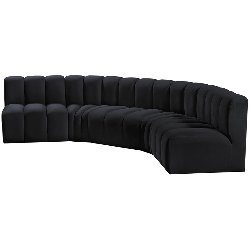 Meridian Arc Black Velvet 5 pc Modular Sectional IMAGE 6
