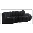 Meridian Arc Black Velvet 5 pc Modular Sectional IMAGE 10