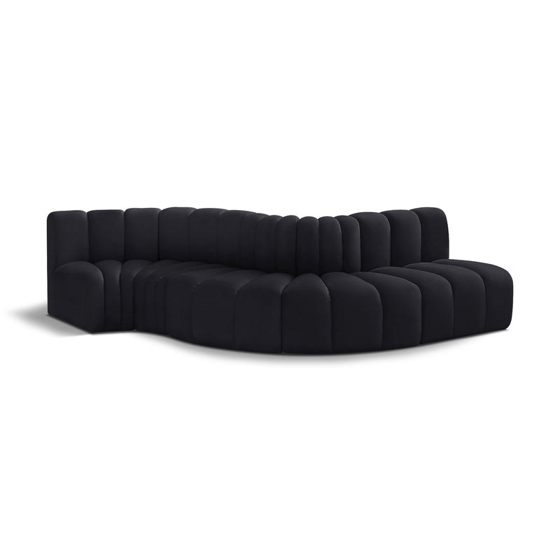Meridian Arc Black Velvet 5 pc Modular Sectional IMAGE 1