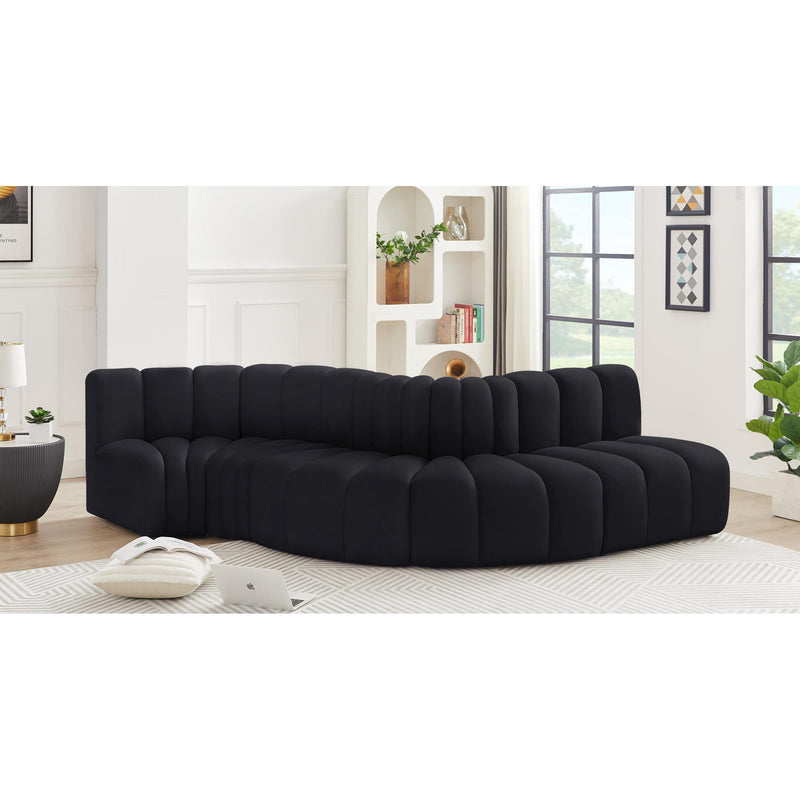 Meridian Arc Black Velvet 5 pc Modular Sectional IMAGE 2