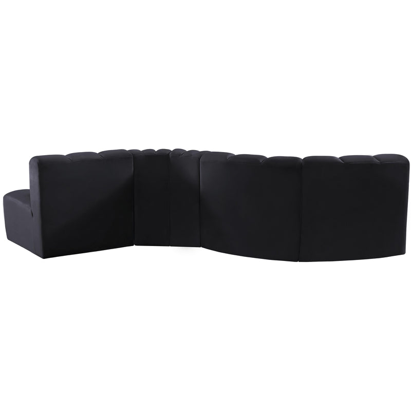 Meridian Arc Black Velvet 5 pc Modular Sectional IMAGE 3