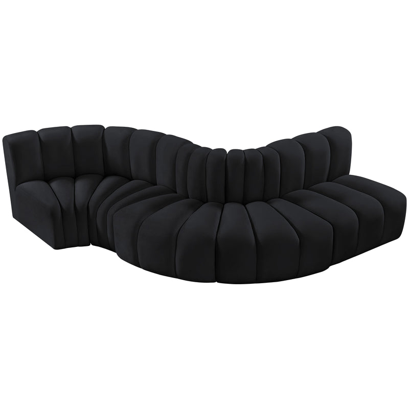 Meridian Arc Black Velvet 5 pc Modular Sectional IMAGE 4