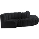 Meridian Arc Black Velvet 5 pc Modular Sectional IMAGE 5