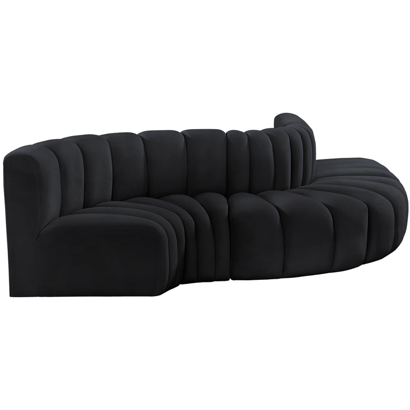 Meridian Arc Black Velvet 5 pc Modular Sectional IMAGE 5